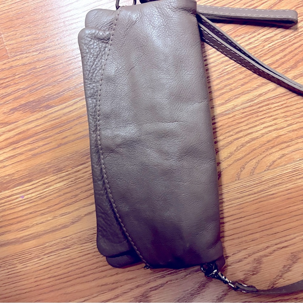 Italian leather crossbody clutch